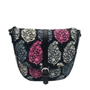 Vera Bradley Black Multicolor Quilted Cotton Crossbody Bag